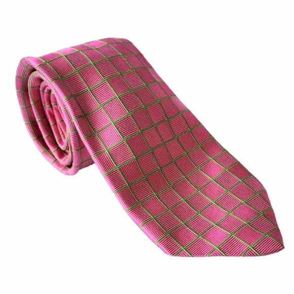 Lilly Pulitzer Other - Lilly Pulitzer Men's Pink Green Check Silk Tie